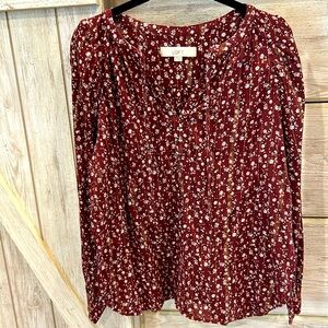 Loft burgundy floral tunic